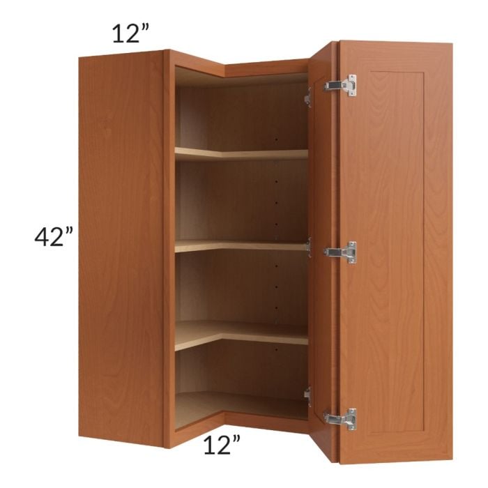 RTA Lexington Cinnamon Glaze 24" x 42" Easy Reach Corner Wall Cabinet with 2 Decorative End Panels