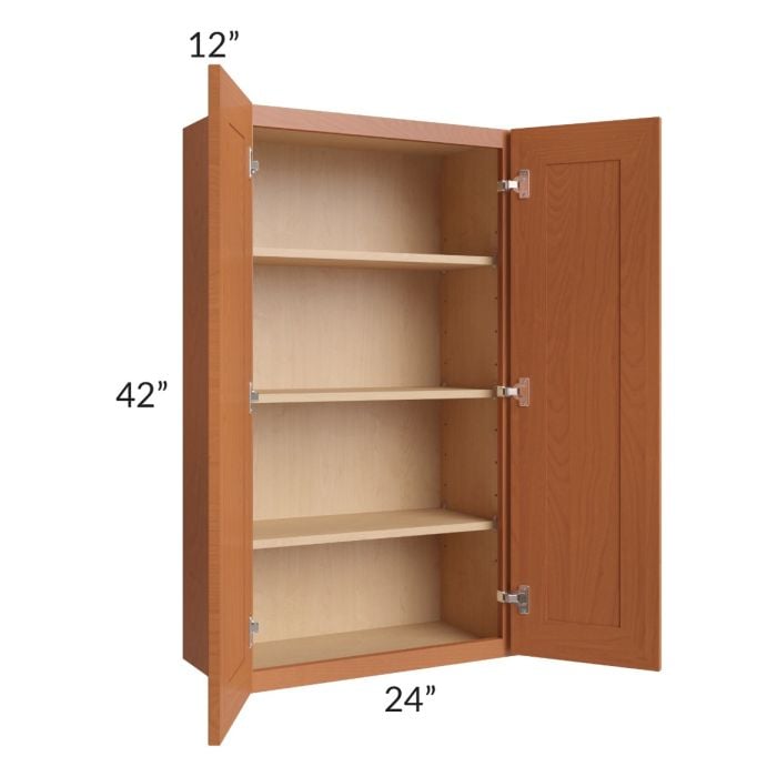 RTA Lexington Cinnamon Glaze 24" x 42" Wall Cabinet with 1 Decorative End Panel