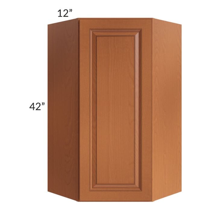 RTA Lexington Cinnamon Glaze 24" x 42" Wall Diagonal Corner Cabinet with 2 Decorative End Panels