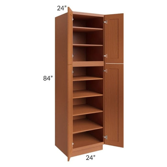 RTA Lexington Cinnamon Glaze 24" x 84" Wall Pantry with 2 Decorative End Panels