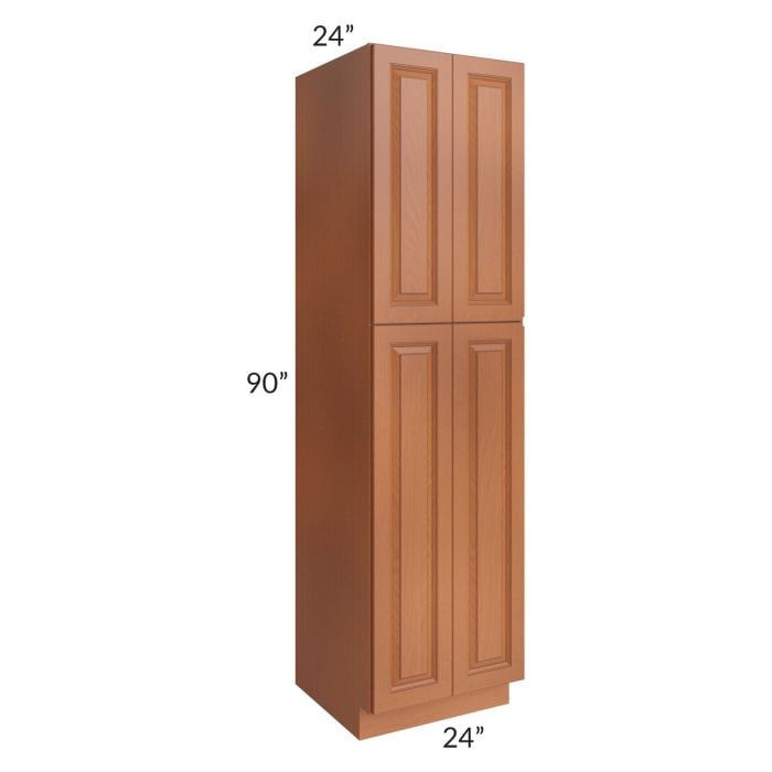 RTA Lexington Cinnamon Glaze 24" x 90" Wall Pantry with 1 Decorative End Panel