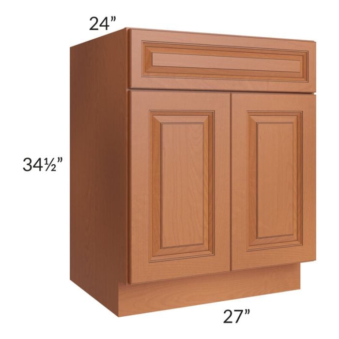 RTA Lexington Cinnamon Glaze 27" Sink Base Cabinet with 2 Decorative End Panels