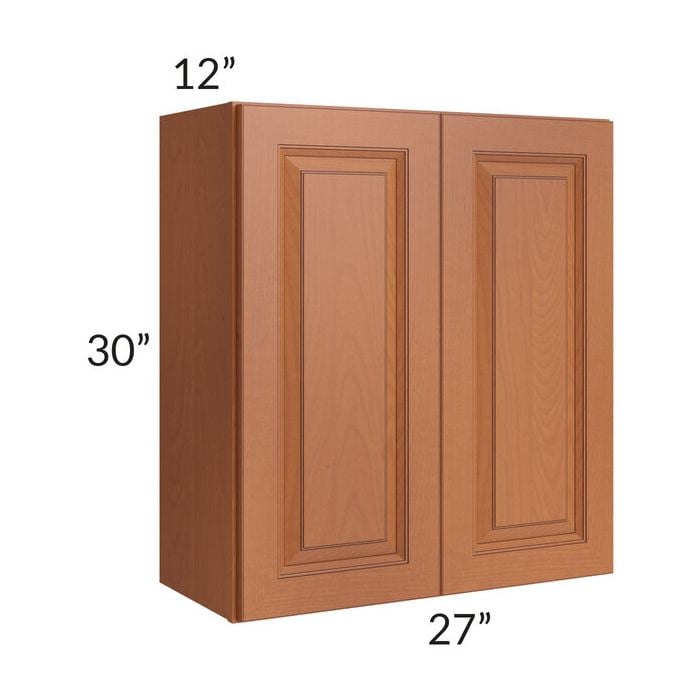 RTA Lexington Cinnamon Glaze 27" x 30" Wall Cabinet with 2 Decorative End Panels