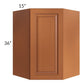 RTA Lexington Cinnamon Glaze 27" x 36" Wall Diagonal Corner Cabinet with Mullion Glass Door