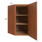 RTA Lexington Cinnamon Glaze 27" x 36" Wall Diagonal Corner Cabinet with Mullion Glass Door
