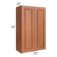 RTA Lexington Cinnamon Glaze 27" x 42" Wall Cabinet with 2 Decorative End Panels and Mullion Glass Door