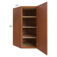 RTA Lexington Cinnamon Glaze 27" x 42" Wall Diagonal Corner Cabinet with Mullion Glass Door