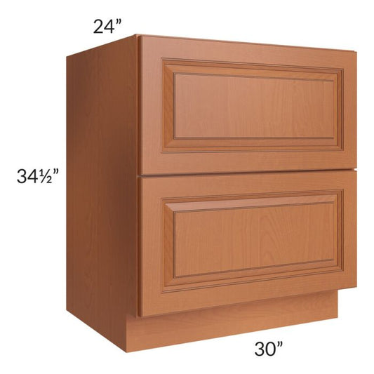 RTA Lexington Cinnamon Glaze 30" 2-Drawer Base Cabinet