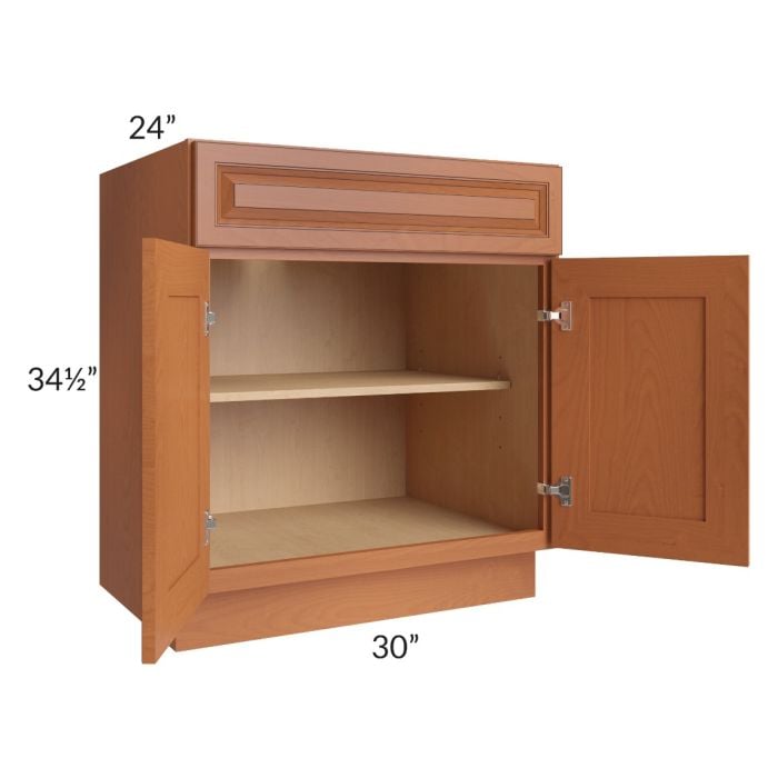 RTA Lexington Cinnamon Glaze 30" Base Cabinet with 1 Roll Out Tray