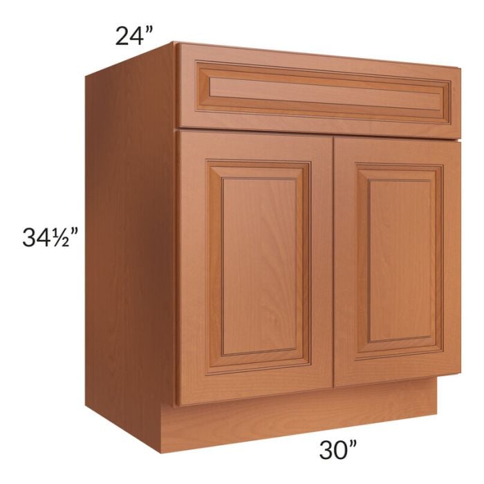 RTA Lexington Cinnamon Glaze 30" Sink Base Cabinet with 1 Decorative End Panel