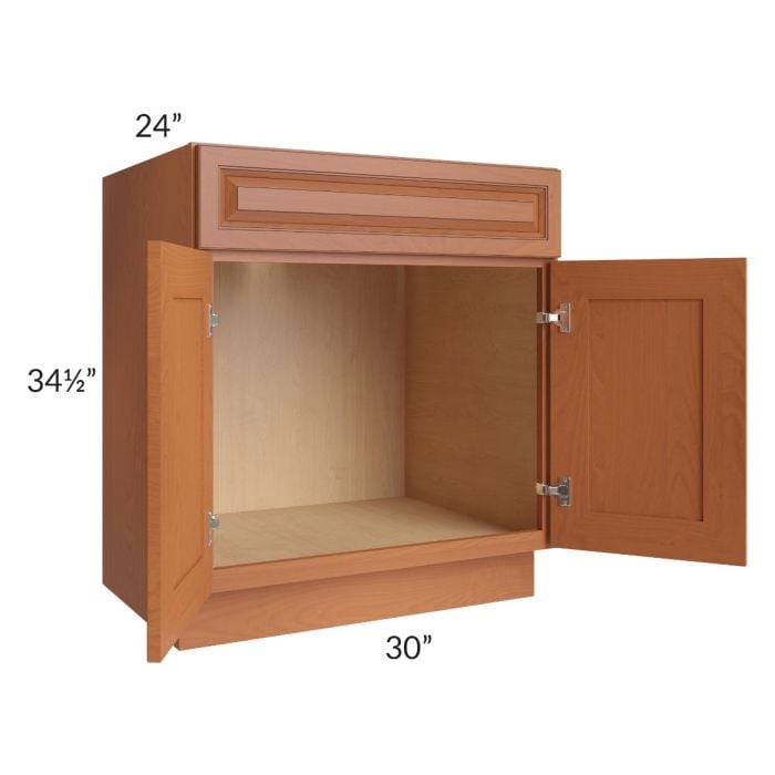 RTA Lexington Cinnamon Glaze 30" Sink Base Cabinet with 2 Decorative End Panels