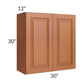 RTA Lexington Cinnamon Glaze 30" x 30" Wall Cabinet with 2 Decorative End Panels