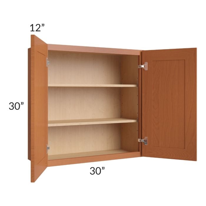RTA Lexington Cinnamon Glaze 30" x 30" Wall Cabinet with 2 Decorative End Panels