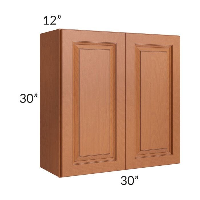 RTA Lexington Cinnamon Glaze 30" x 30" Wall Cabinet with Mullion Glass Door