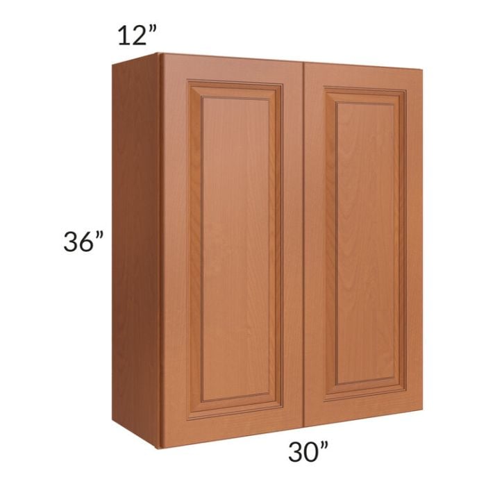 RTA Lexington Cinnamon Glaze 30" x 36" Wall Cabinet with 2 Decorative End Panels