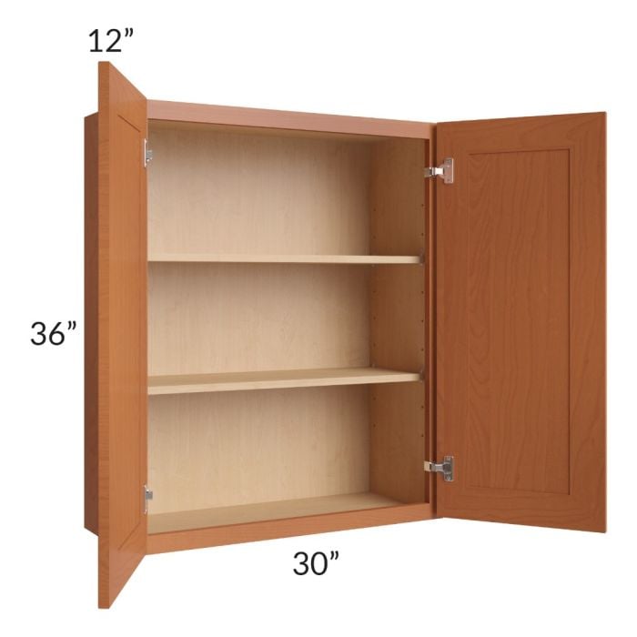 RTA Lexington Cinnamon Glaze 30" x 36" Wall Cabinet with 2 Decorative End Panels