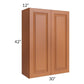 RTA Lexington Cinnamon Glaze 30" x 42" Wall Cabinet with Mullion Glass Door