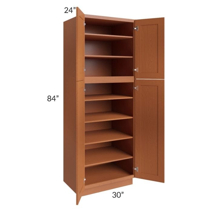 RTA Lexington Cinnamon Glaze 30" x 84" Wall Pantry with 4 Roll Out Trays