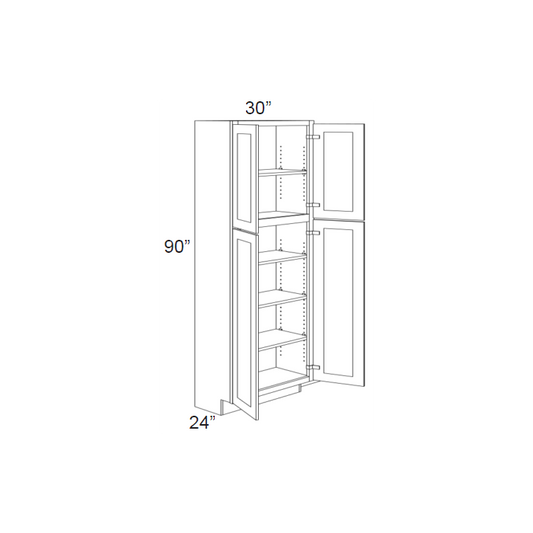 RTA Lexington Cinnamon Glaze 30" x 90" Wall Pantry