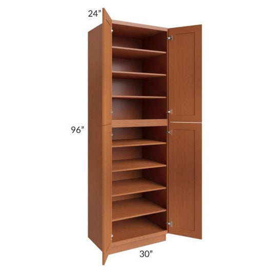 RTA Lexington Cinnamon Glaze 30" x 96" Wall Pantry with 2 Decorative End Panels