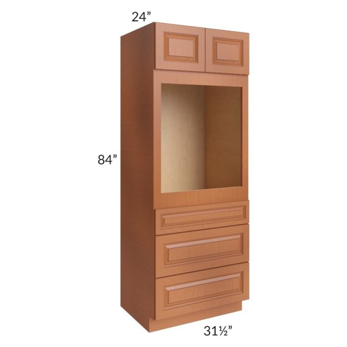 RTA Lexington Cinnamon Glaze 31.5" x 84" Oven Cabinet with 1 Decorative End Panel