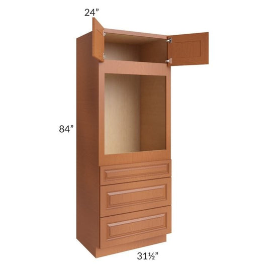 RTA Lexington Cinnamon Glaze 31.5" x 84" Oven Cabinet with 2 Decorative End Panels