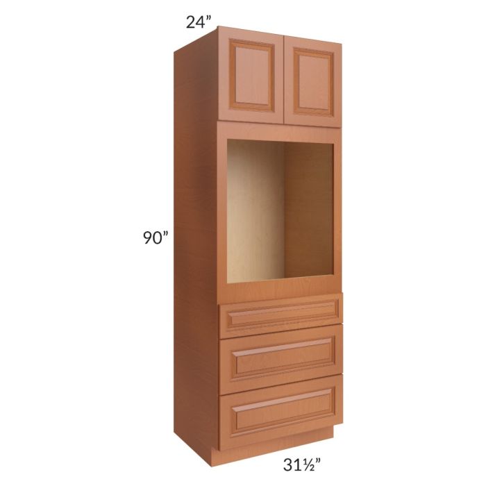 RTA Lexington Cinnamon Glaze 31.5" x 90" Oven Cabinet with 1 Decorative End Panel