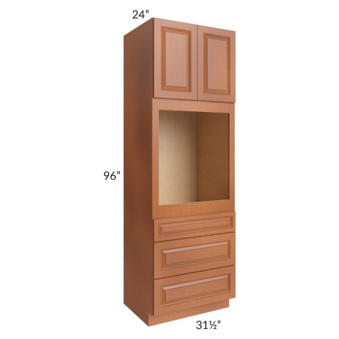 RTA Lexington Cinnamon Glaze 31.5" x 96" Oven Cabinet with 1 Decorative End Panel