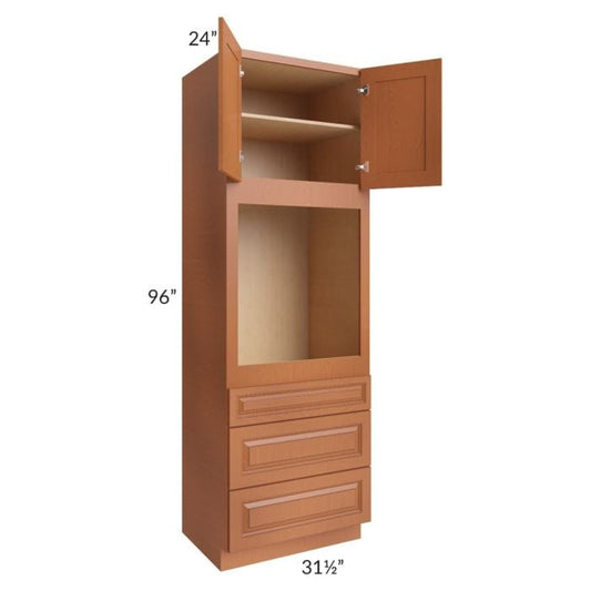 RTA Lexington Cinnamon Glaze 31.5" x 96" Oven Cabinet with 2 Decorative End Panels