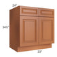 RTA Lexington Cinnamon Glaze 33" Base Cabinet with 2 Decorative End Panels