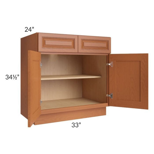 RTA Lexington Cinnamon Glaze 33" Base Cabinet with 2 Decorative End Panels