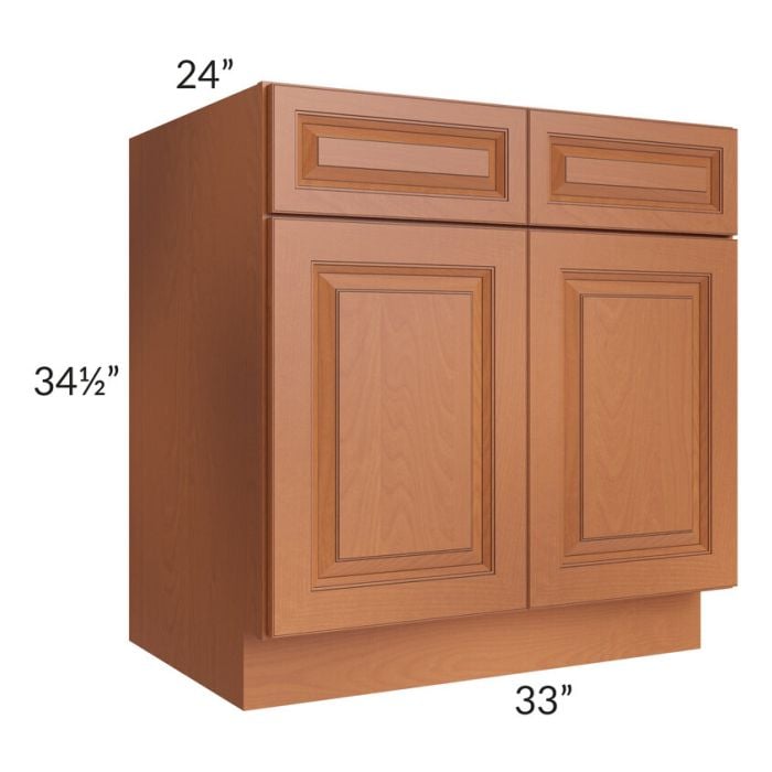 RTA Lexington Cinnamon Glaze 33" Sink Base Cabinet with 2 Decorative End Panels