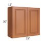 RTA Lexington Cinnamon Glaze 33" x 30" Wall Cabinet with 1 Decorative End Panel