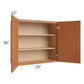 RTA Lexington Cinnamon Glaze 33" x 30" Wall Cabinet with 1 Decorative End Panel and Mullion Glass Door