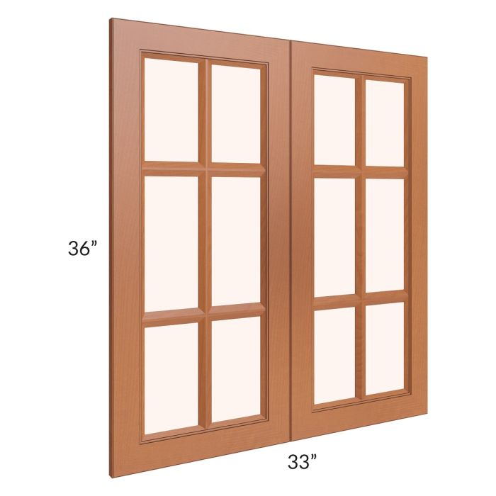 RTA Lexington Cinnamon Glaze 33" x 36" Mullion Glass Doors Only