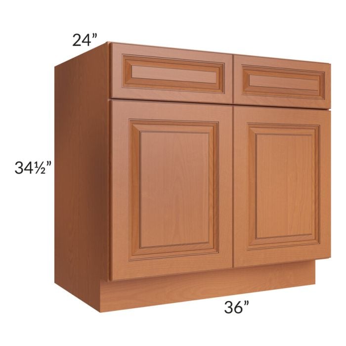 RTA Lexington Cinnamon Glaze 36" Base Cabinet with 2 Decorative End Panels