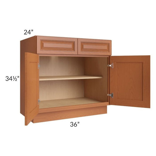 RTA Lexington Cinnamon Glaze 36" Base Cabinet with 2 Decorative End Panels