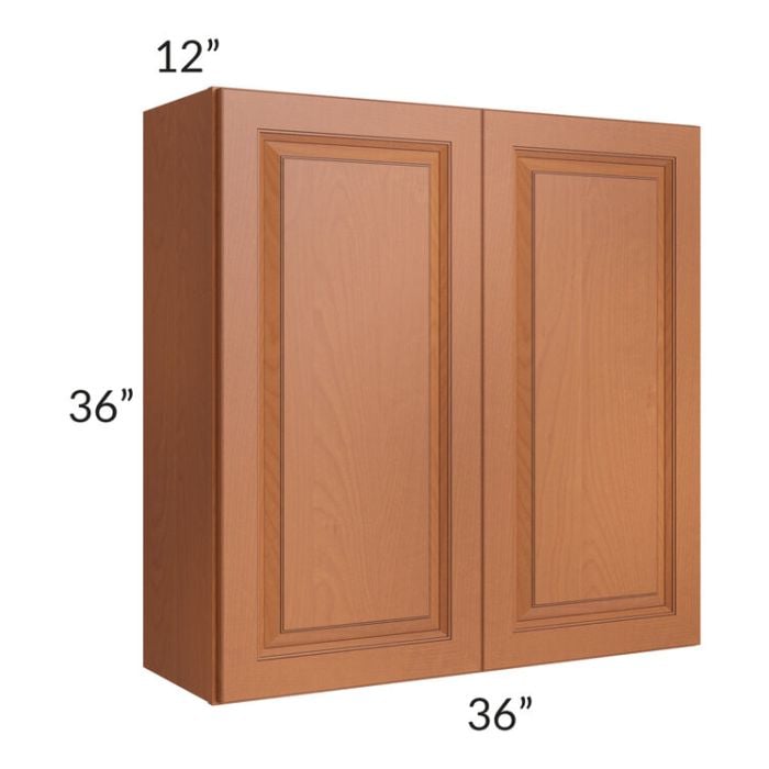 RTA Lexington Cinnamon Glaze 36" x 36" Wall Cabinet with 1 Decorative End Panel
