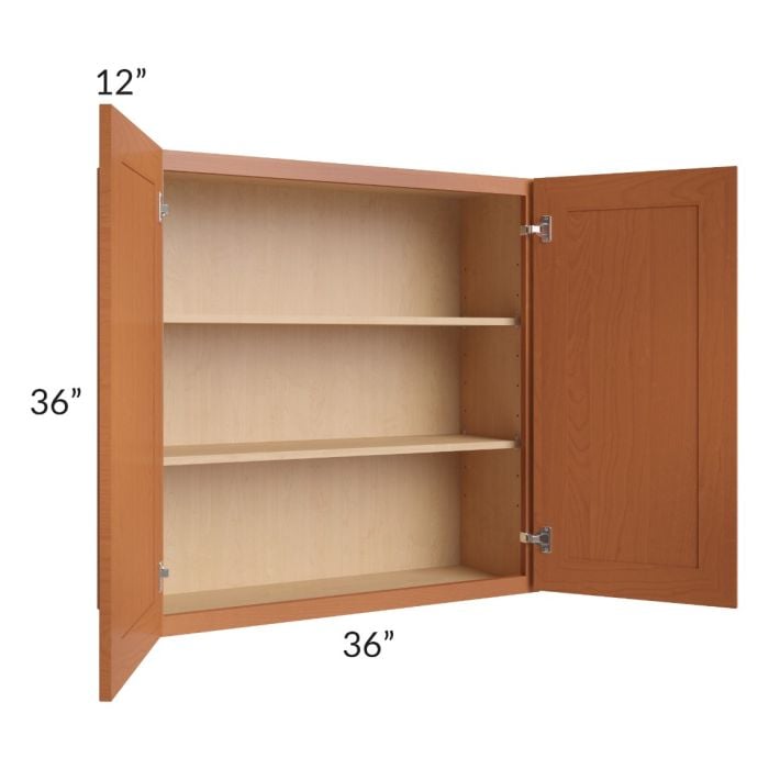 RTA Lexington Cinnamon Glaze 36" x 36" Wall Cabinet with 2 Decorative End Panels