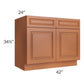RTA Lexington Cinnamon Glaze 42" Base Cabinet with 1 Decorative End Panel