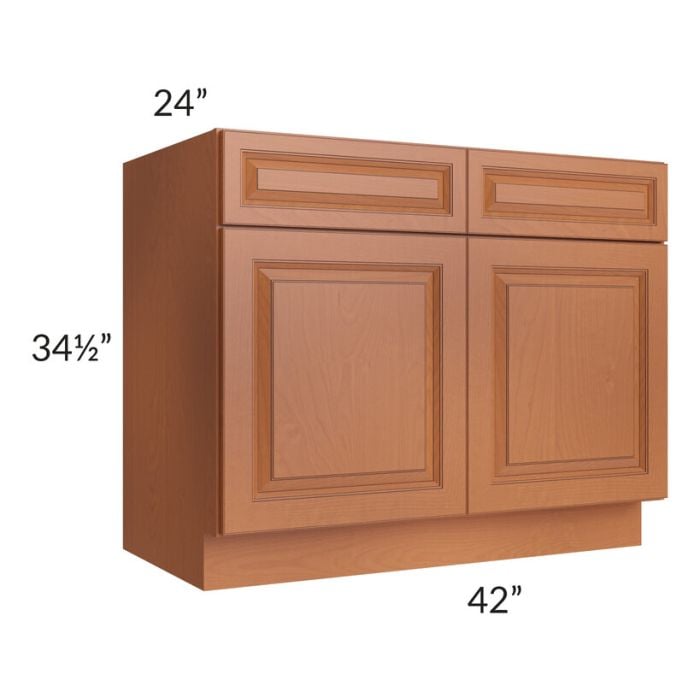 RTA Lexington Cinnamon Glaze 42" Base Cabinet with 1 Decorative End Panel