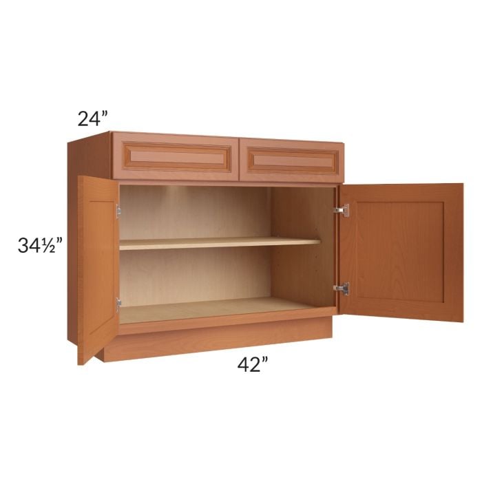 RTA Lexington Cinnamon Glaze 42" Base Cabinet with 2 Decorative End Panels