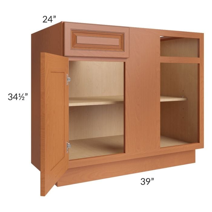 RTA Lexington Cinnamon Glaze 42" Blind Base Cabinet with 1 Decorative End Panel