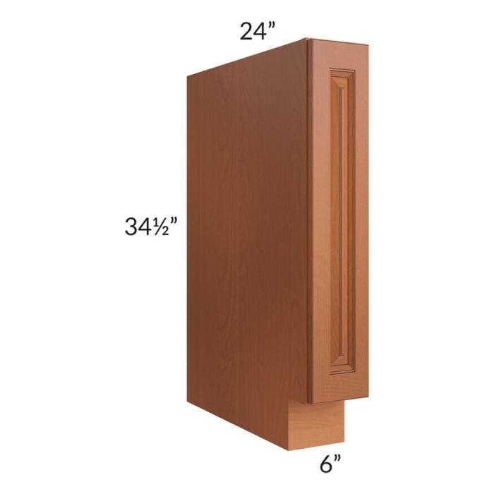 RTA Lexington Cinnamon Glaze 6" Spice Base Cabinet with 1 Decorative End Panel