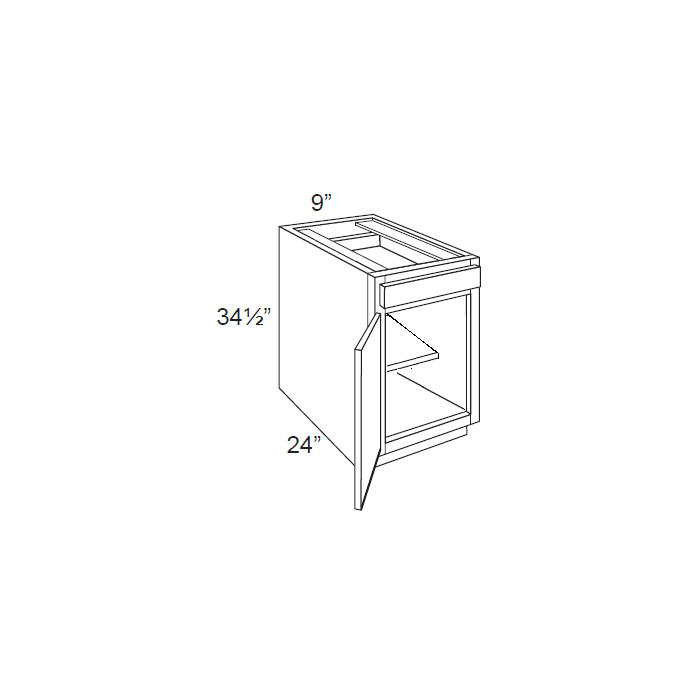 RTA Lexington Cinnamon Glaze 9" Base Cabinet with 2 Decorative End Panels