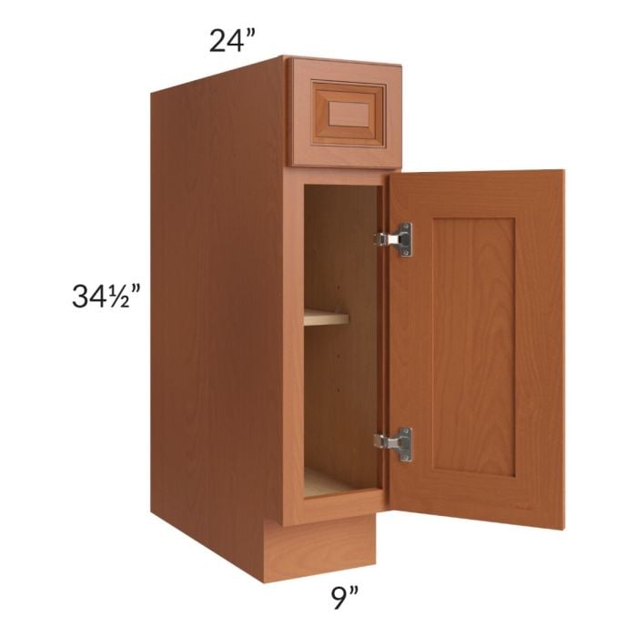 RTA Lexington Cinnamon Glaze 9" Base Cabinet with 2 Decorative End Panels
