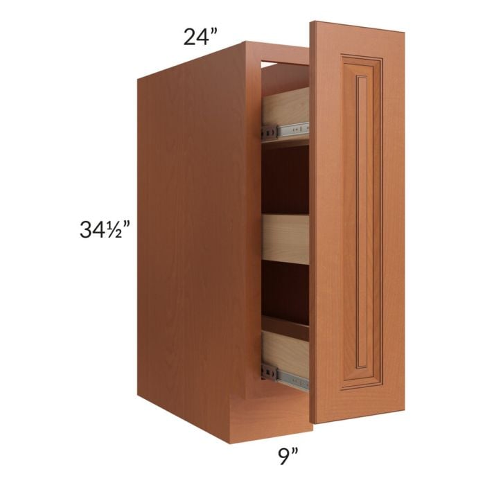 RTA Lexington Cinnamon Glaze 9" Spice Base Cabinet with 1 Decorative End Panel