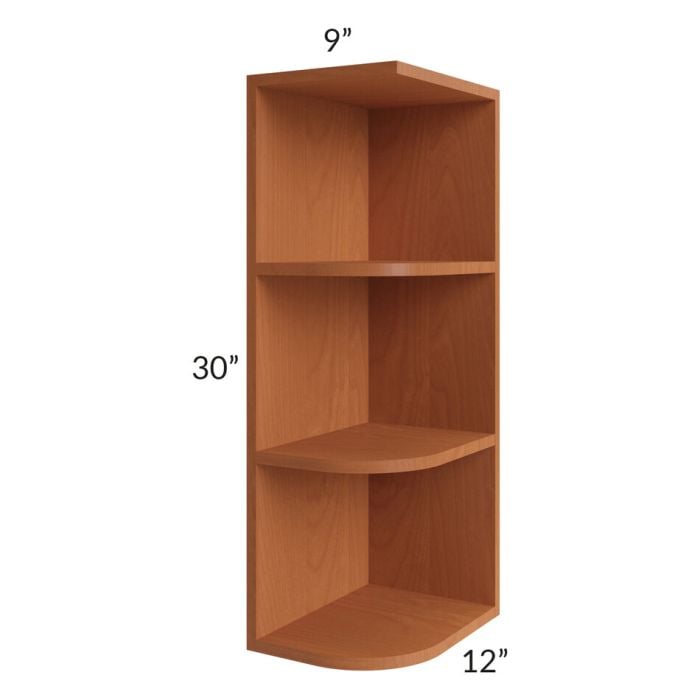 RTA Lexington Cinnamon Glaze 9" x 30" Wall End Shelf Cabinet