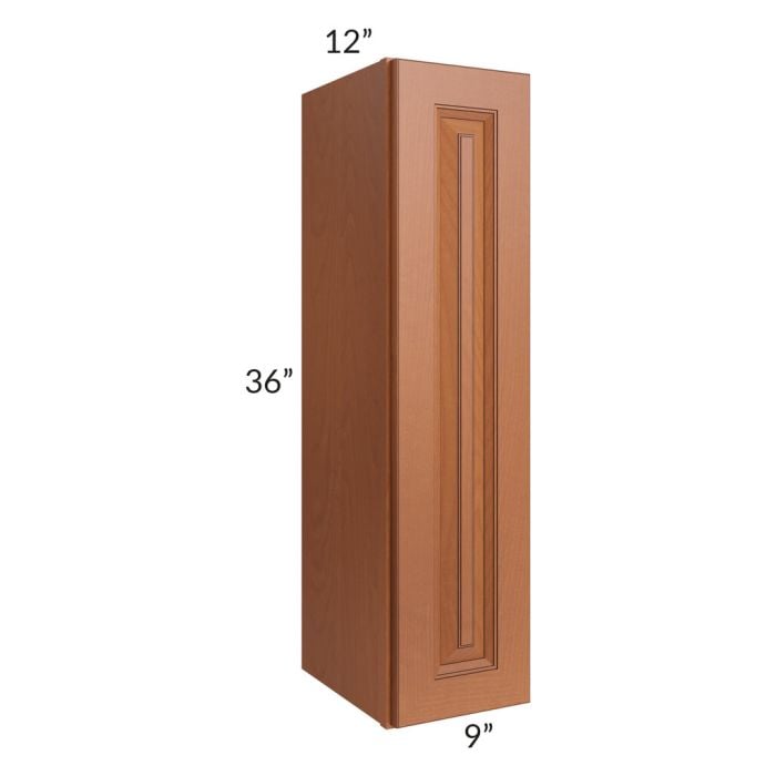 RTA Lexington Cinnamon Glaze 9" x 36" Wall Cabinet with 1 Decorative End Panel