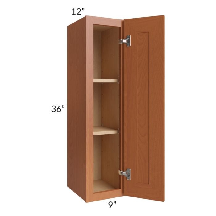 RTA Lexington Cinnamon Glaze 9" x 36" Wall Cabinet with 1 Decorative End Panel